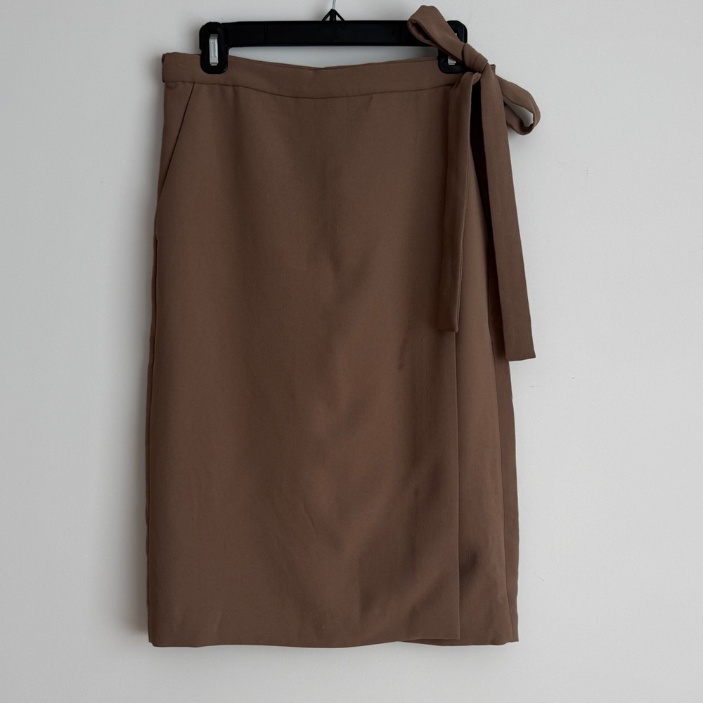 Classic Brown Wrap Midi Skirt - Babaton